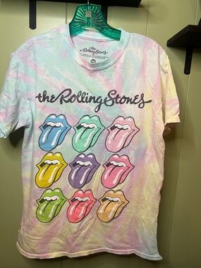 the Rolling Stones Pastel Tie-Dye Logo Tee - Blue, Green, Pink, Yellow, Purple